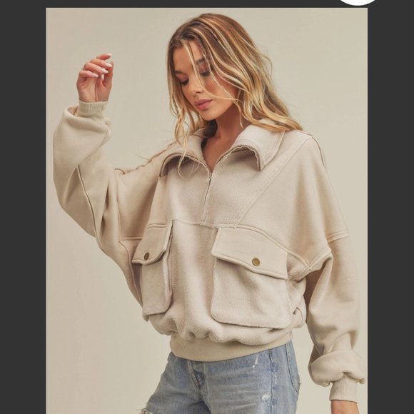 AEMI And Co Tops - AEMI CO “ Tahoe “ AEMI & CO Shacket Cropped Jacket Top Pull Over Sweatshirt 11